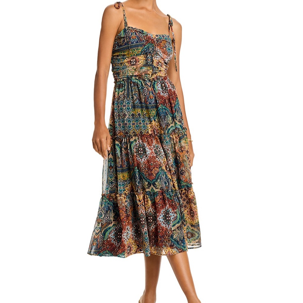 Aqua Bohemian Style Multicolor Midi Dress Size Medium New With Tag - Picture 2 of 5